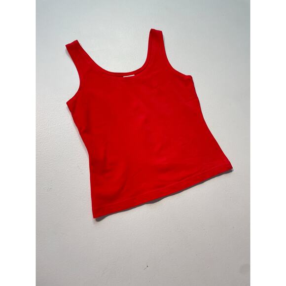 Vintage 90's Red Sleeveless Stretchy Tank Top / Sz L / CITY LIGHTS / Cropped - Picture 4 of 7